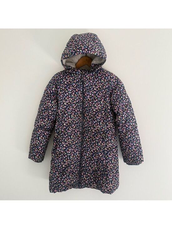 Lands' End Other - Lands' End Floral Long Winter Parka Hooded Coat Faux Fur Lining Sz Large 10-12